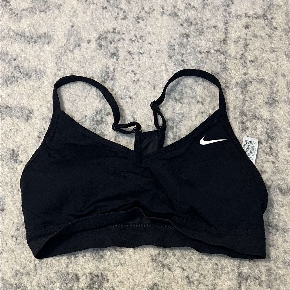 Nike Women's Black Sports Bra with White Logo